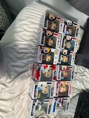 Funko Pop Vinyl Mixed Character Set - White, Red, Black, Blue